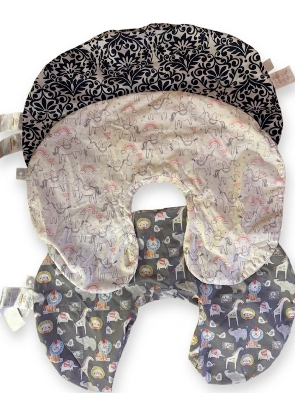 Boppy covers in Pink, Black and white, Gray